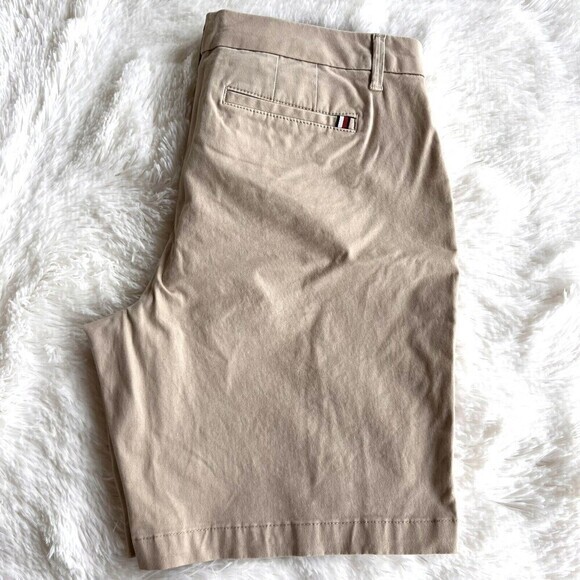 TOMMY HILFIGER Women's Malibu Piping-Trim Shorts Size 12 khaki Cotton/Elastane - Picture 16 of 16